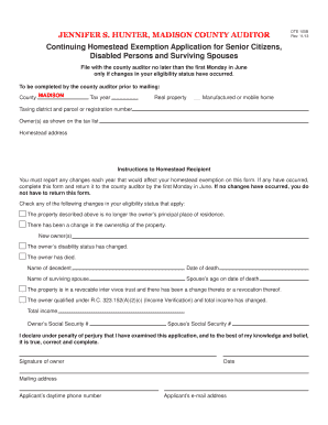 Continuing Homestead Exemption Application