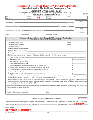 Ohio Manufactured Home Conveyance Fee Form