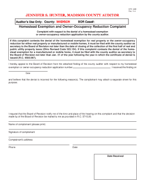 Ohio Homestead Exemption Complaint Form
