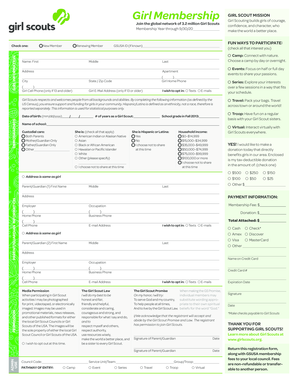 Girl Scout Membership Application