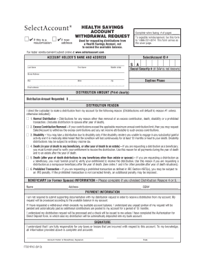 Health Savings Account Withdrawal Request Form