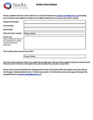 Student Letter Request Form