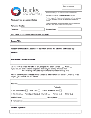 Request for Support Letter