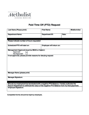 Paid Time Off Request Form