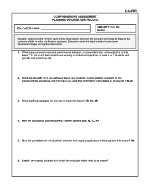 California Educator Observation Form
