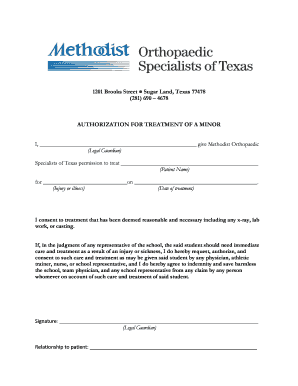 Authorization for Treatment of a Minor