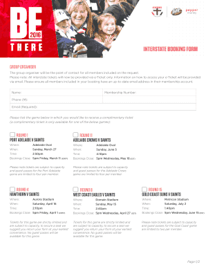 Interstate Booking Form