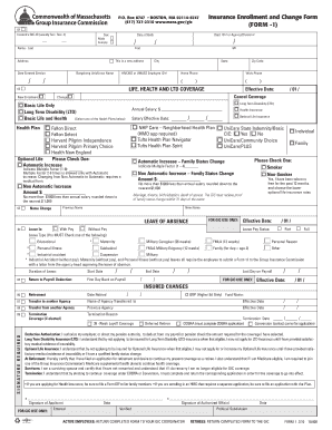 Massachusetts Insurance Enrollment and Change Form