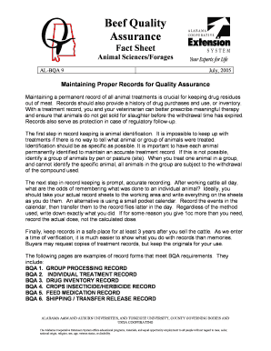 Beef Quality Assurance Treatment Records