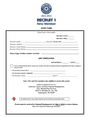 American Legion Auxiliary Recruitment Forms