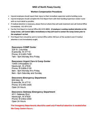 Indiana Worker's Compensation First Report Form