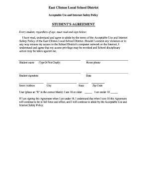 Student Acceptable Use and Internet Safety Agreement