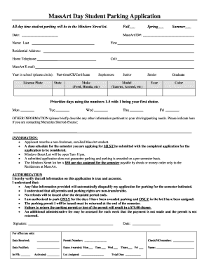 MassArt Day Student Parking Application