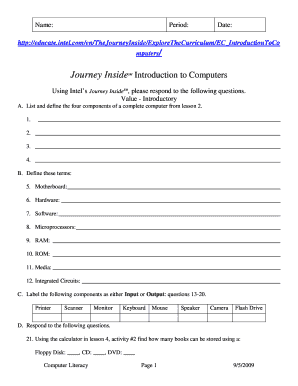 Introduction to Computers Worksheet