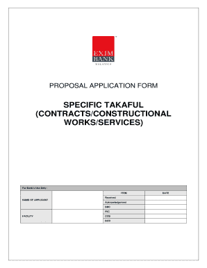 Proposal Application Form for Specific Takaful