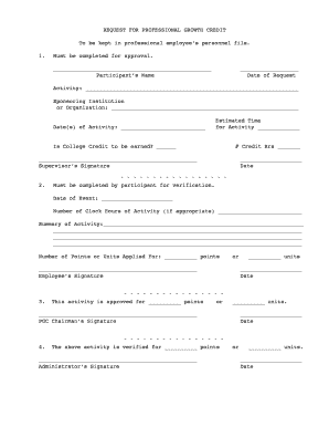 Professional Growth Credit Request Form