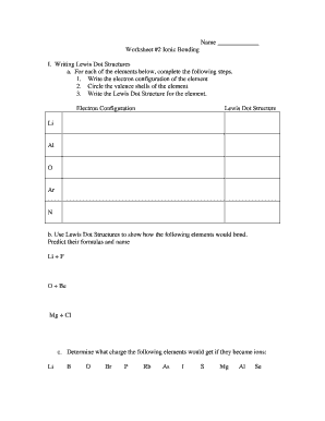 Ionic Bonding Worksheet