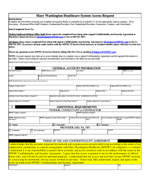 Mary Washington Healthcare System Access Request Form