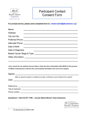 Participant Contact Consent Form