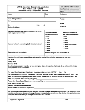 Welcome letter for my sponsor - MWHC Associate Scholarship Application Do not write in