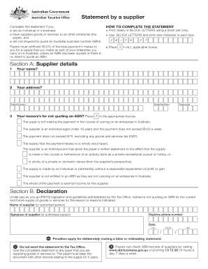 Australian Supplier Statement