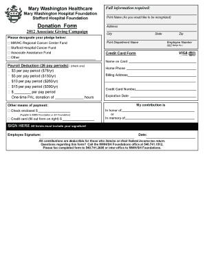 Mary Washington Healthcare Donation Form