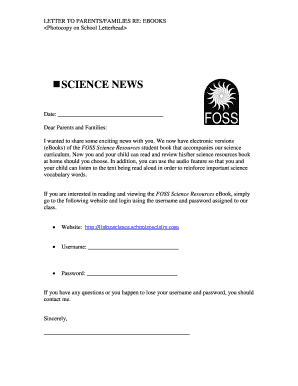 Letter to Parents About eBooks