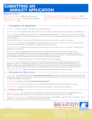 Annuity Application Form 2000