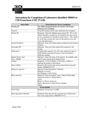 CDC 57.128 MDRO/CDI Event Form
