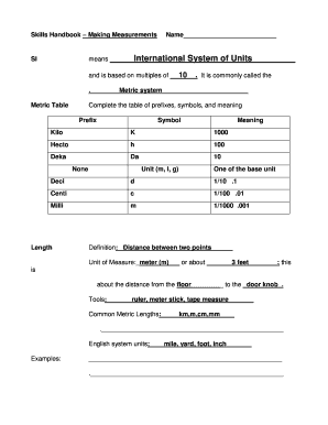 Skills Handbook – Making Measurements
