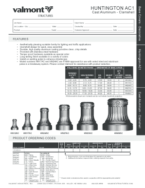 Huntington AC1 Base Cover Order Form