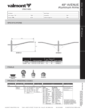 Aluminum Arm Specification Sheet