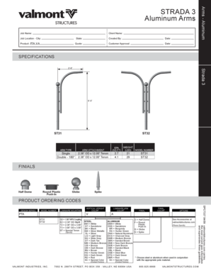 Aluminum Arm Luminaire Specification Sheet