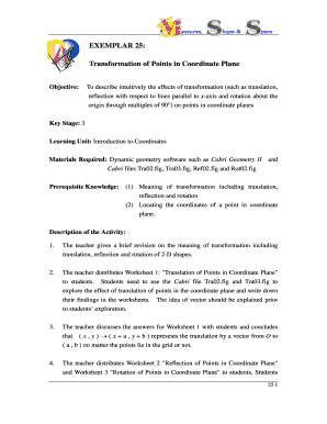 Transformation of Points in Coordinate Plane