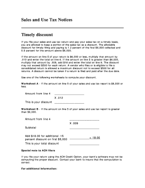 Maryland Sales and Use Tax Discount Notice