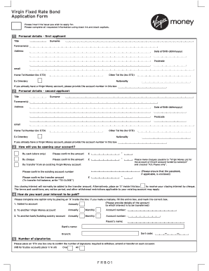 Virgin Fixed Rate Bond Application Form