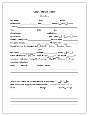 Weight Loss Client Intake Form