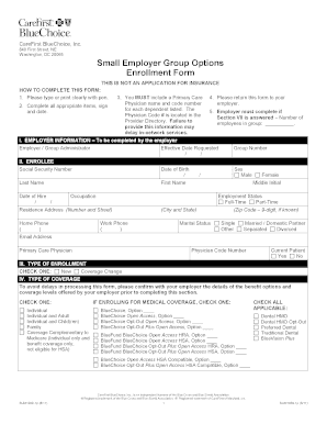 CareFirst BlueChoice Small Employer Group Enrollment Form