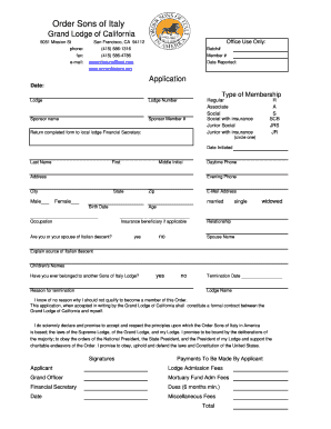 Sons of Italy Membership Application