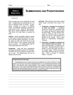 Skills Practice: Summarizing and Paraphrasing