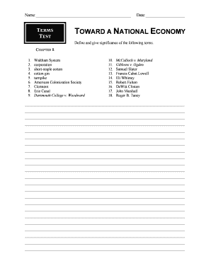 American Nation Chapter 8 Terms Test