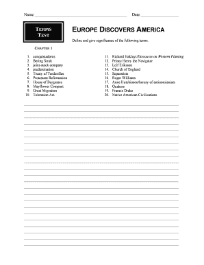 American History Terms Test