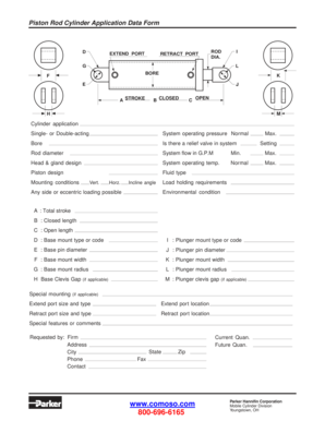 Piston Rod Cylinder Application Data Form