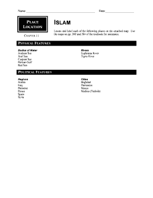 Islamic Empire Map Labeling Worksheet