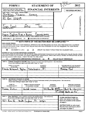 Florida Financial Interests Disclosure Form