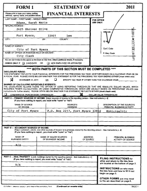 Florida Financial Interest Disclosure Form