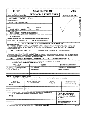 Florida Financial Interests Statement Form 1