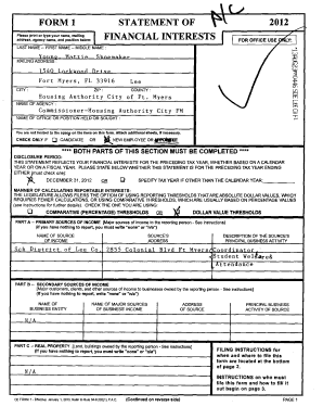 Florida Financial Interests Disclosure Form