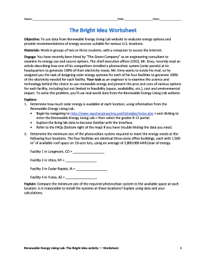 The Bright Idea Worksheet