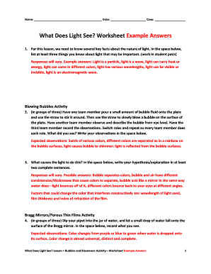 What Does Light See Worksheet